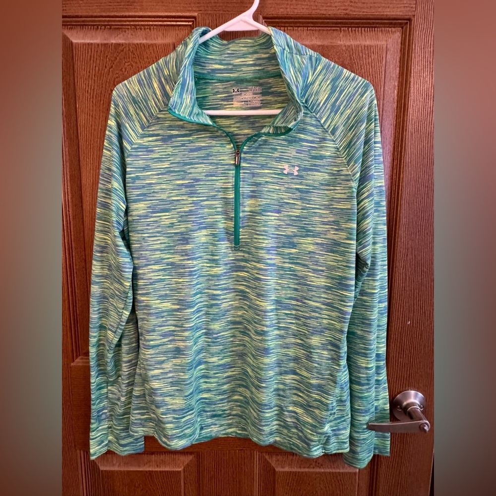 Under Armour AlllSeason Gear Green/Blue/Lime Quarter-Zip Top
